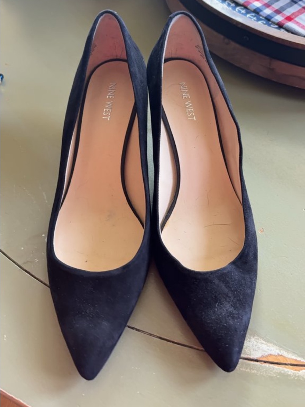 Nine West Black Suede Pointed Toe Heels
